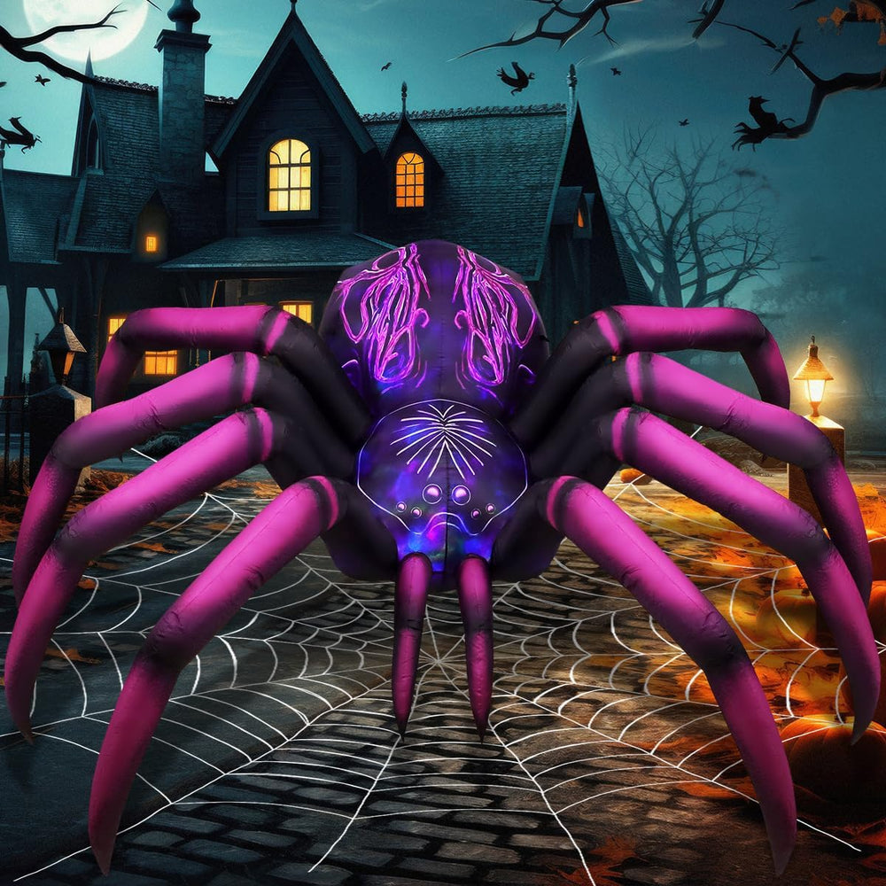 COMIN 9 FT Long Halloween Inflatables Purple Gradient Spider Outdoor Decorati...