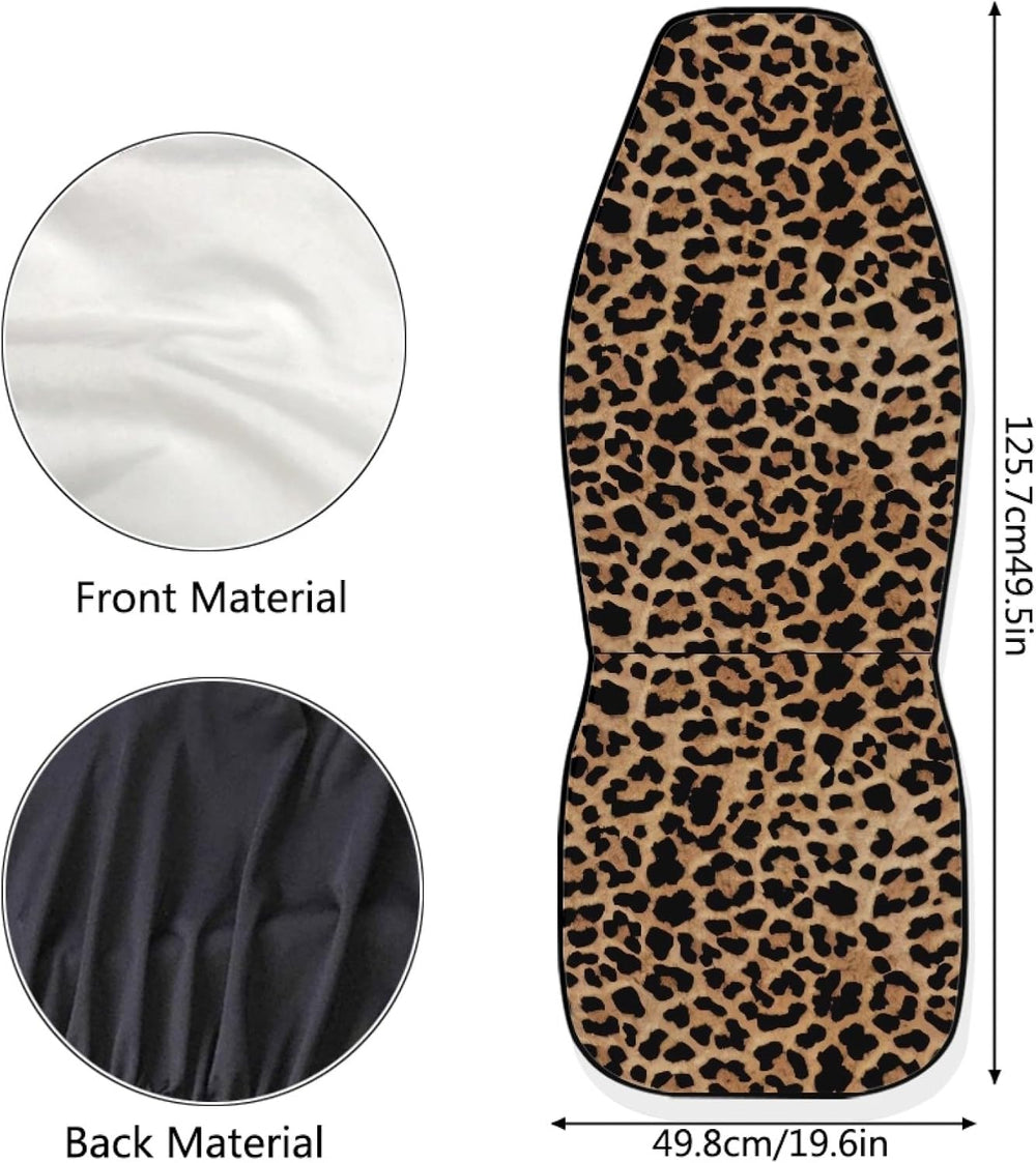 UNICEU Classic Brown Leopard Car Seat Covers Front Seats Only Set of 2, Soft ...