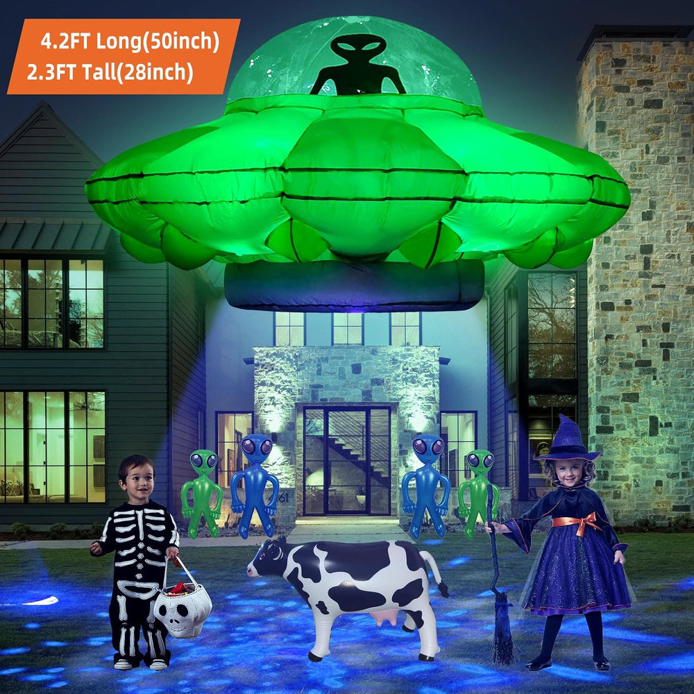 Alien Party Decorations 4.2FT Hanging UFO Cow Abduction Inflatable Alien Infl...