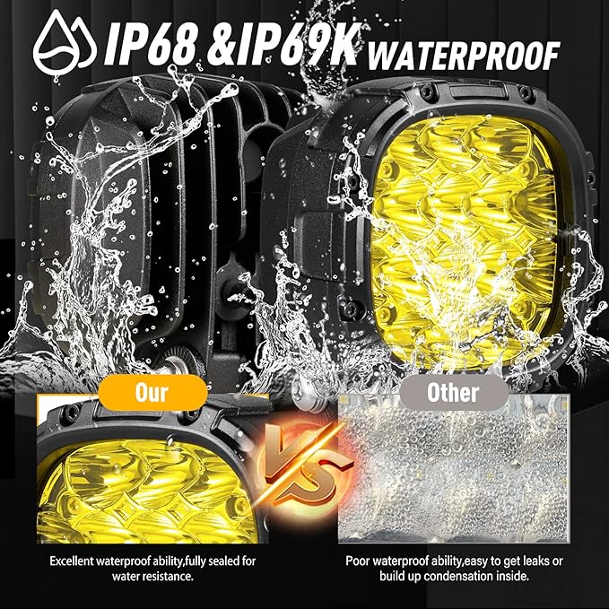 BIGLION.X 4 Inch Pair 160W 18800LM Amber Round LED Offroad Lights Yellow Fog