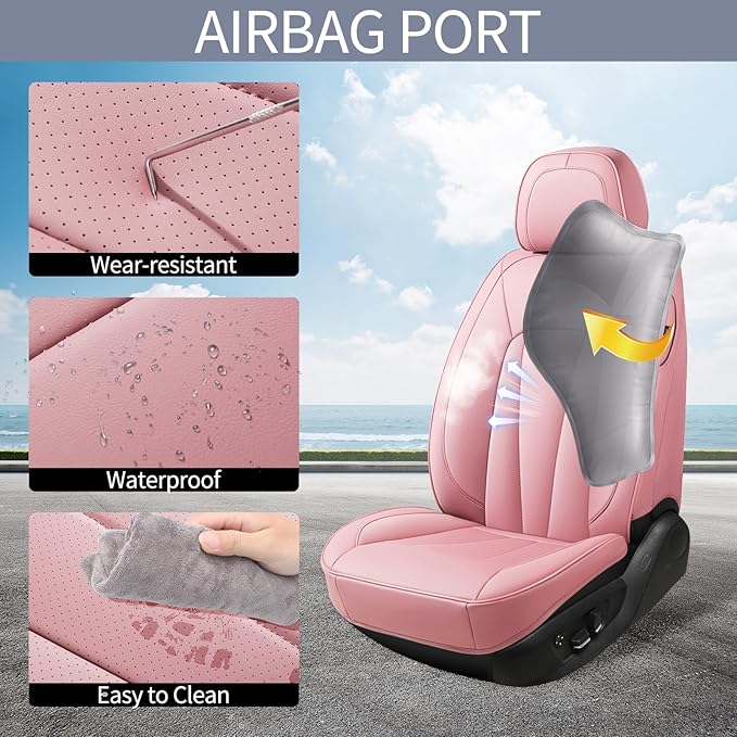 Pink Seat Covers for Cars, Front Seats Universal Fit for SUV, Sedans and Trucks