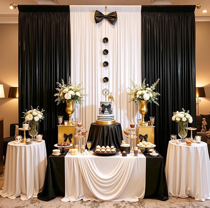20ftx10ft Black Sequin Backdrop Curtain for Parties, Wrinkle Free Thick Glitt...