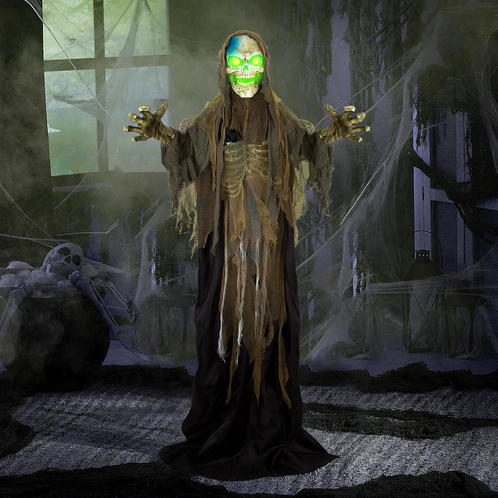 72โ Halloween Animatronics Standing Skeleton with Sound & Touch Activated