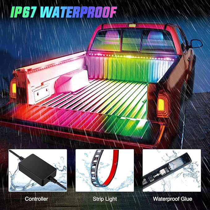 Nilight Truck Bed Light Strip RGB-IC LED Bar (3PCS)
