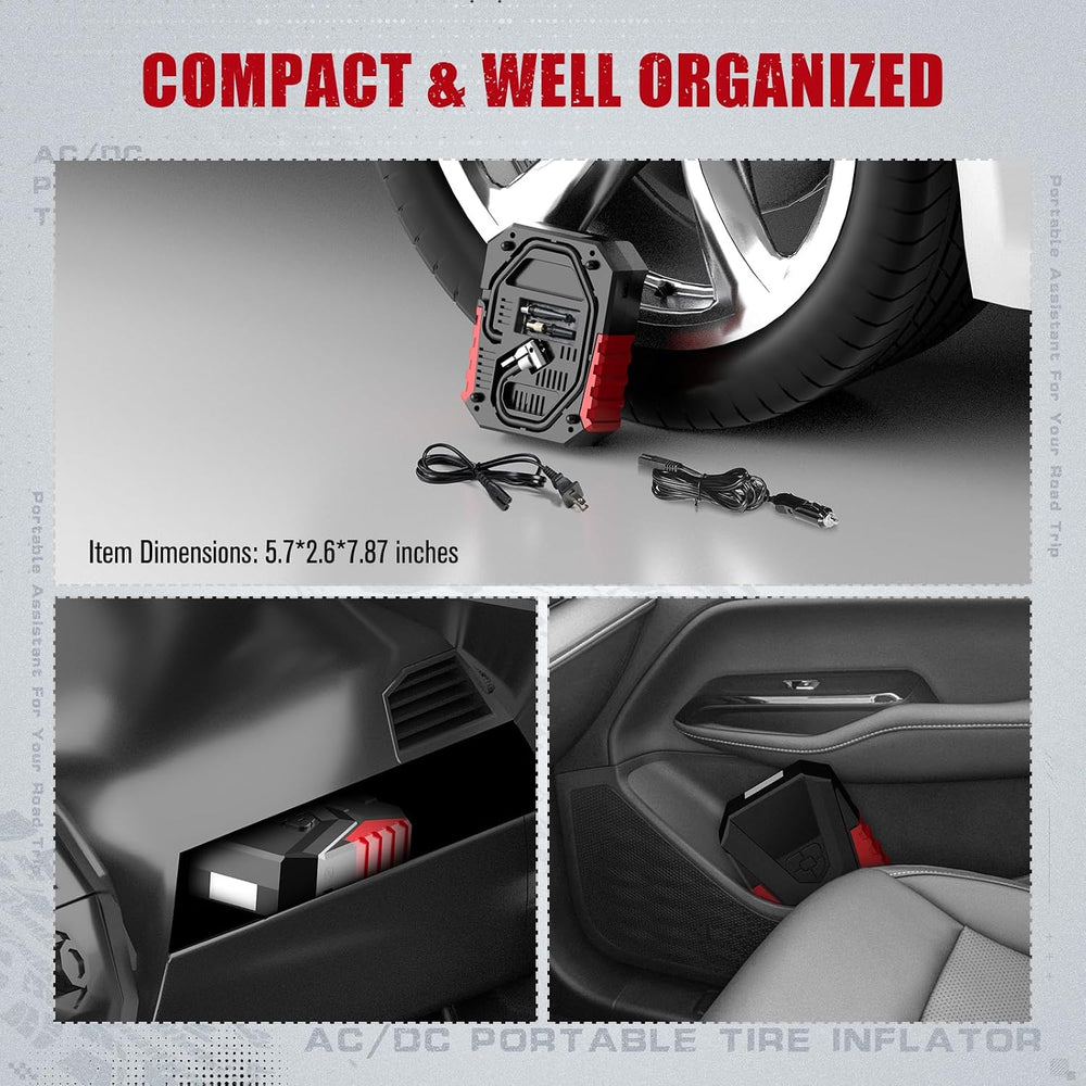 AVID POWER Tire Inflator Portable Air Compressor, 12V DC/110V AC, Compact