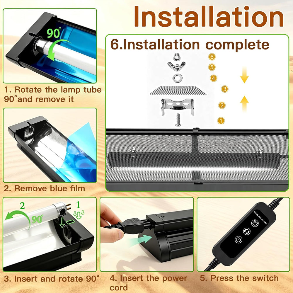 T5 10.0 UVB Reptile Light Fixture Combo Kit with Upgraded Timer Controller, 5...