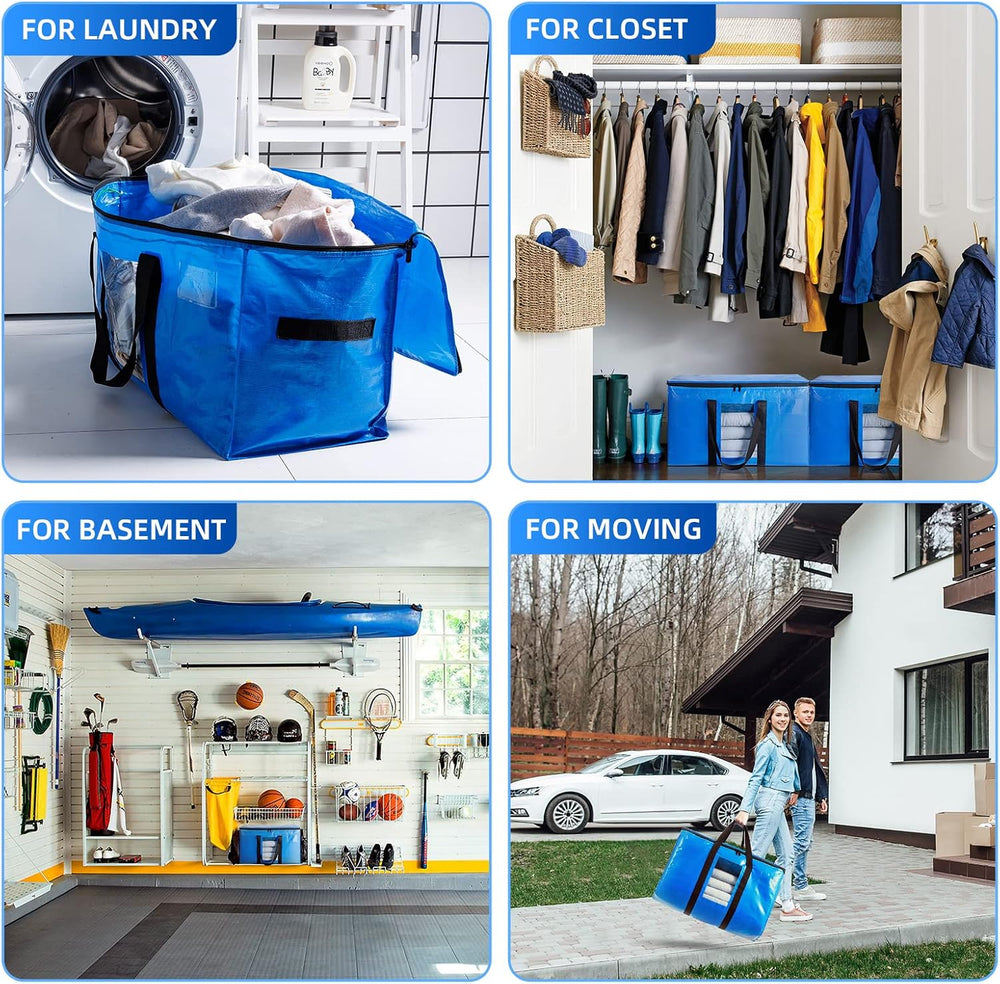 TAILI 4 Pack Blue Extra Large Moving Bags,Storage Bags with Visible Window