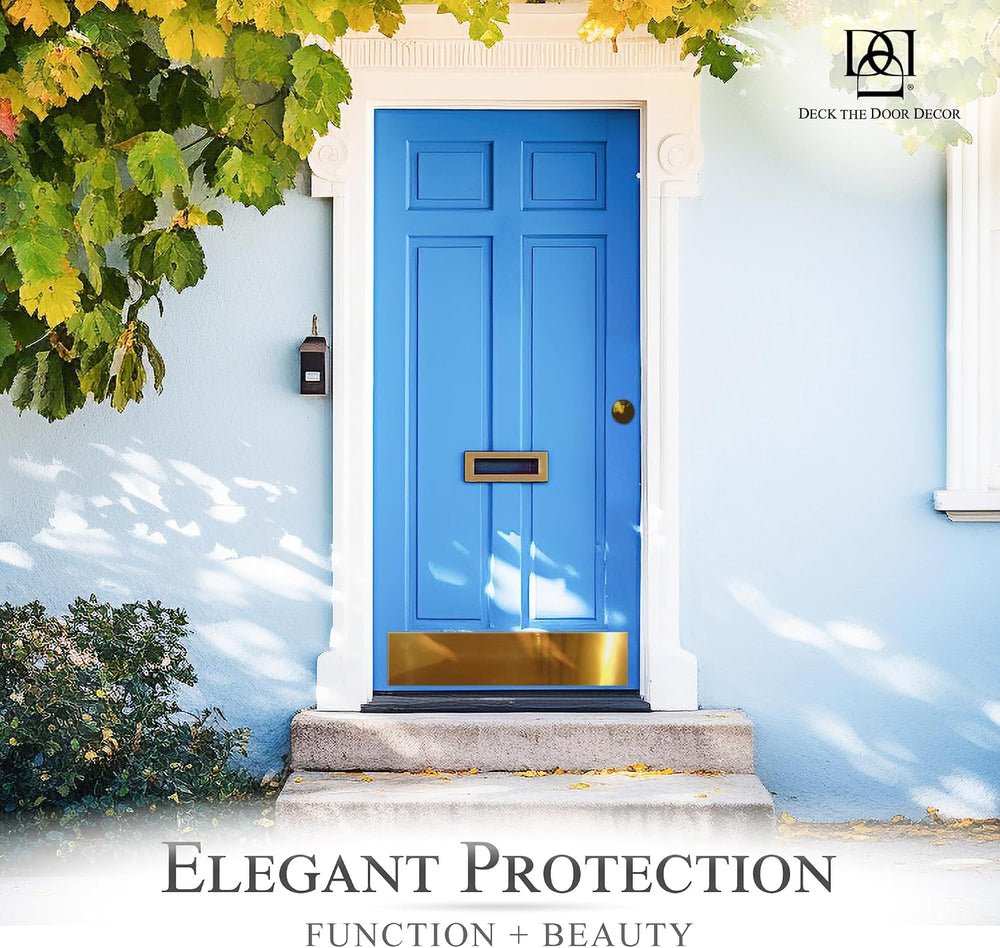 Door Kick Plate, 6x32 in, Shiny Brass, Adhesive