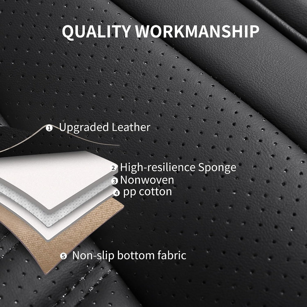 HChengkikz Front Car Seat Cover, Waterproof Faux Leather (Black)
