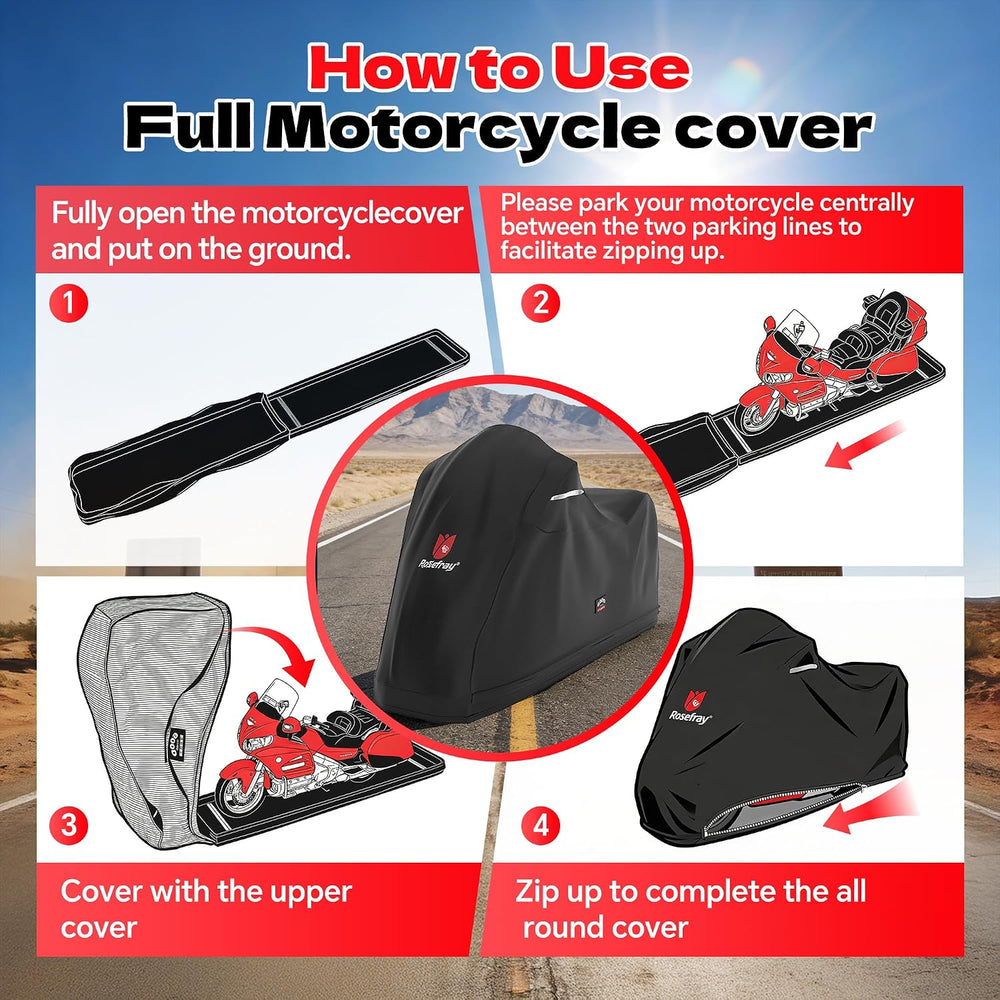 Full Enclosed Motorcycle Cover,600D Waterproof Motorcycle Cover Outdoor/Indoo...