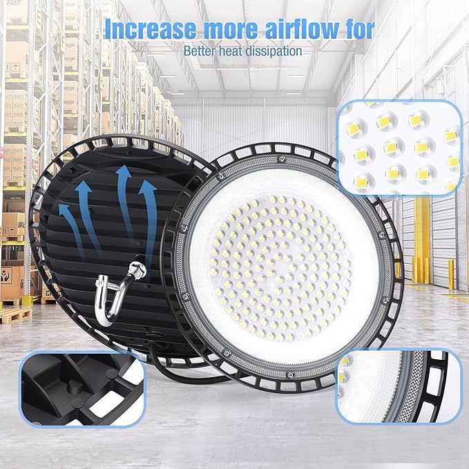 12 Pack 240W UFO LED High Bay Lights, 120VAC IP66 Waterproof, 40000LM 5000K
