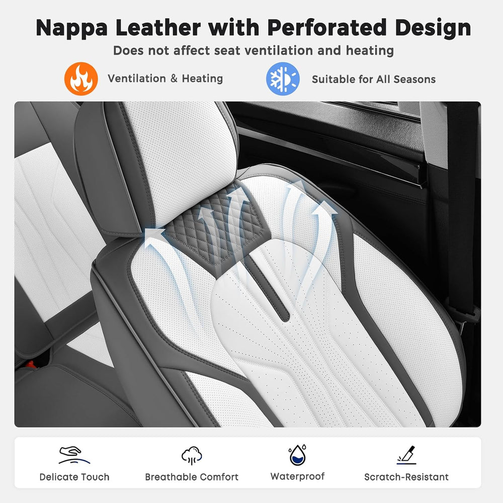 Huidasource Leather Car Seat Covers Full Set 5 Seats, Waterproof Faux Leather...