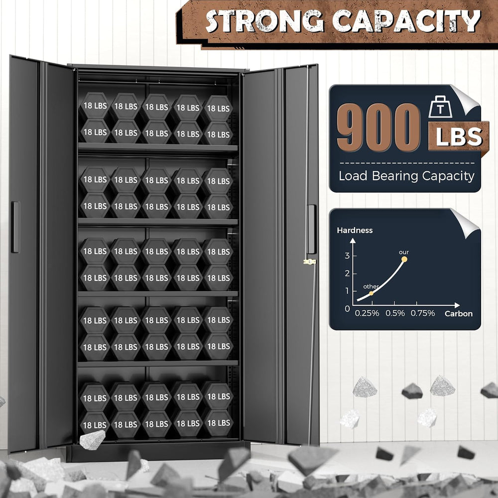 INTERGREAT Metal Storage Cabinet, 72โ H Storage Cabinet with 2 Doors and 4 Ad...