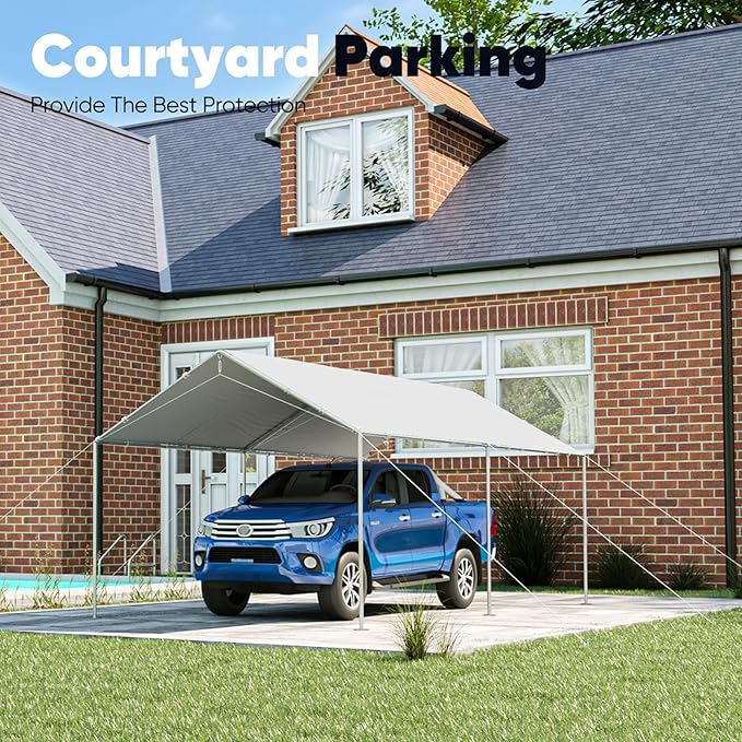 Quictent 10x20 ft Heavy Duty Car Canopy Galvanized Frame Carport Outdoor Party