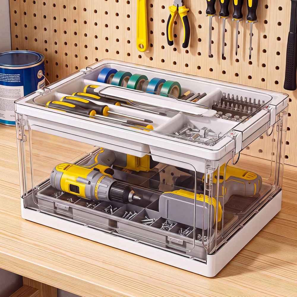 24QT 2Packs Clear Craft Organizers and Storage with Trays