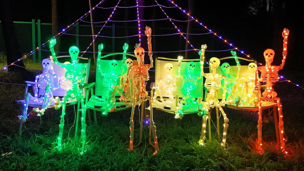2Pack36 Halloween Light up Skeleton Deco(350 Green Lights,6H autoโOff)