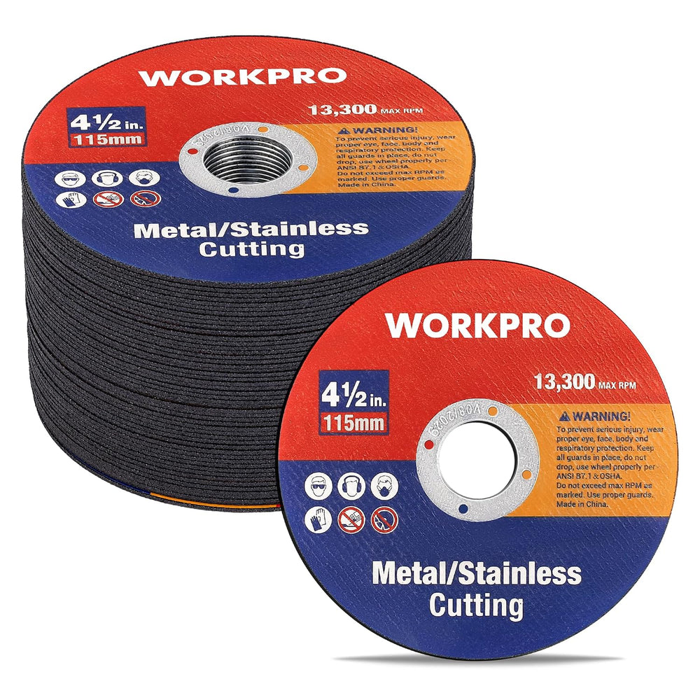 WORKPRO 4-1/2 x 7/8 Inch Cut-Off Wheels, 50 Pack Thin Metal Cutting Discs