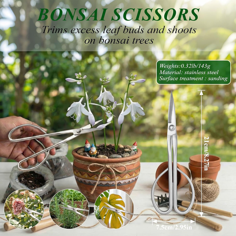 Bonsai Tools Set 3-Piece โ Knob Cutter, Concave Cutter & Scissors for Trim