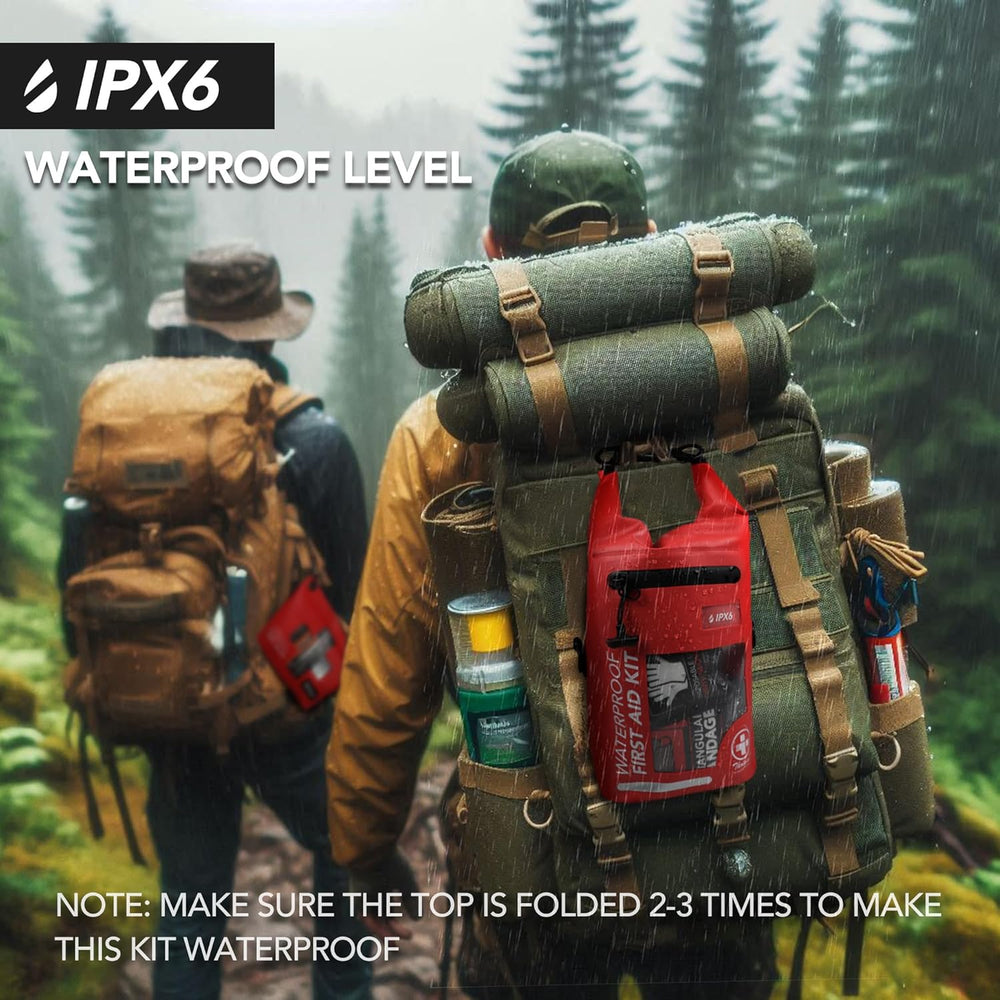 250 PCS IPX6-Waterproof First Aid Kit, Roll Top Reflective Boat Safety Bag