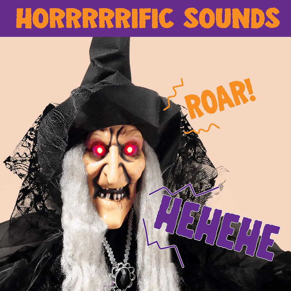 JOYIN 47โ Animated Witch Halloween Decorations Outdoor Indoor, Scary Hallowee...
