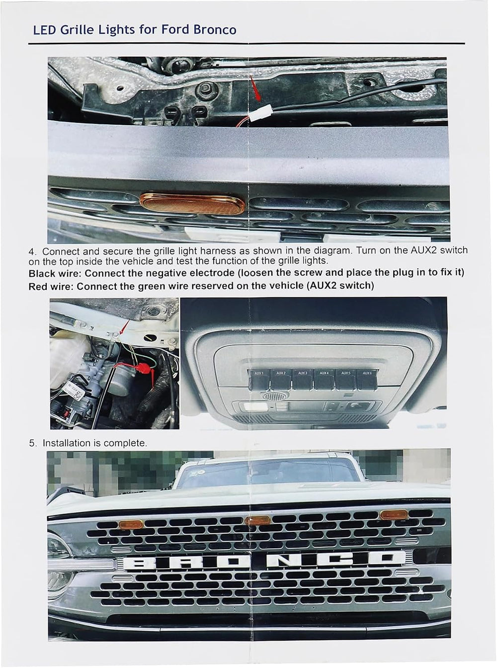 LED Grill Lights for Ford Bronco 2021 2022 2023 2024 2025 2/4-Door Badlands W...