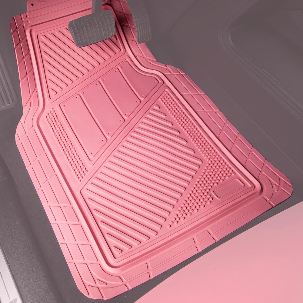 CAR PASS Heavy Duty Rubber Floor Mats 4-Piece,Pink Car Mats Full Sets Anti-Sl...