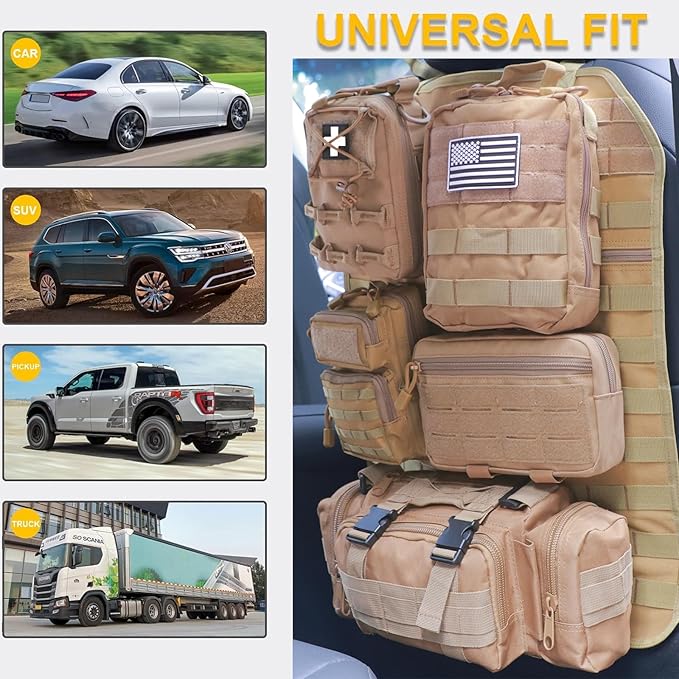 Universal Tactical Seat Back Organizer Vehicle Molle Panel Organizer Storage