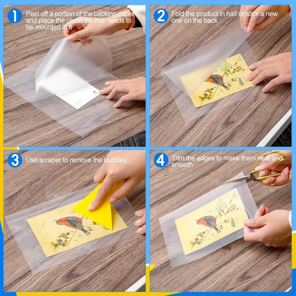 Kosiz 100 Pack Matte Self Adhesive Laminating Sheets, 9 x 11.5 Inches, 4 Mil ...