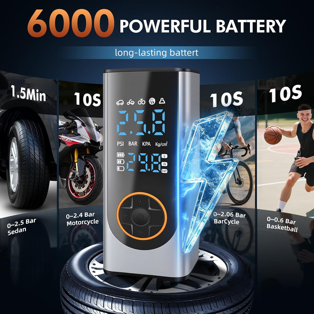 Eleanora Cordless Tyre Inflator Air Compressor 6000 mAh 150PSI 12V DC