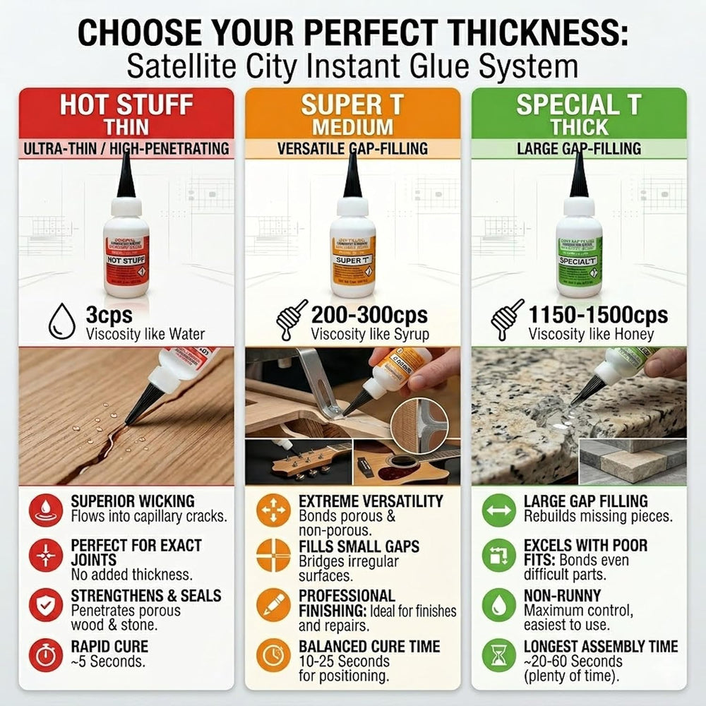 CA Glue Set of 3 - (1) Original Thin, (1) Super T Medium, (1) Special T Thick...
