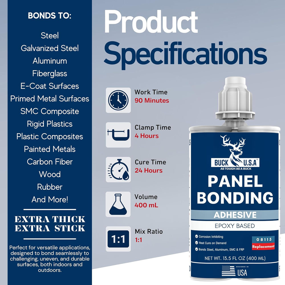Buck Panel Bonding Adhesive, Two-Part Epoxy, 400 ml/13.5 fl oz Cartridge, 081...