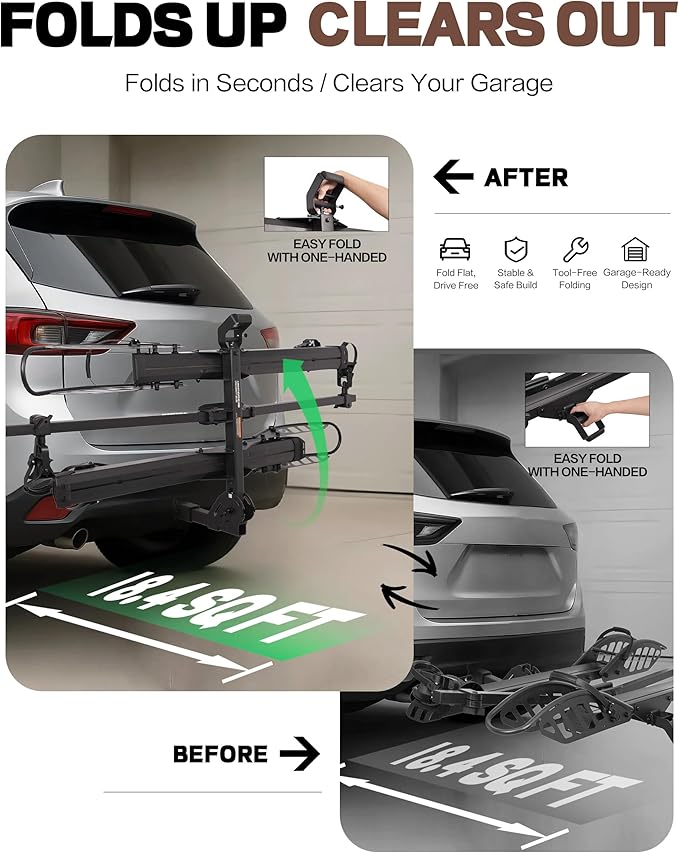 E-Bike Rack with Ramp, Hitch 2 Bike Rack, 200 lbs Capacity Electric Bike Carrier