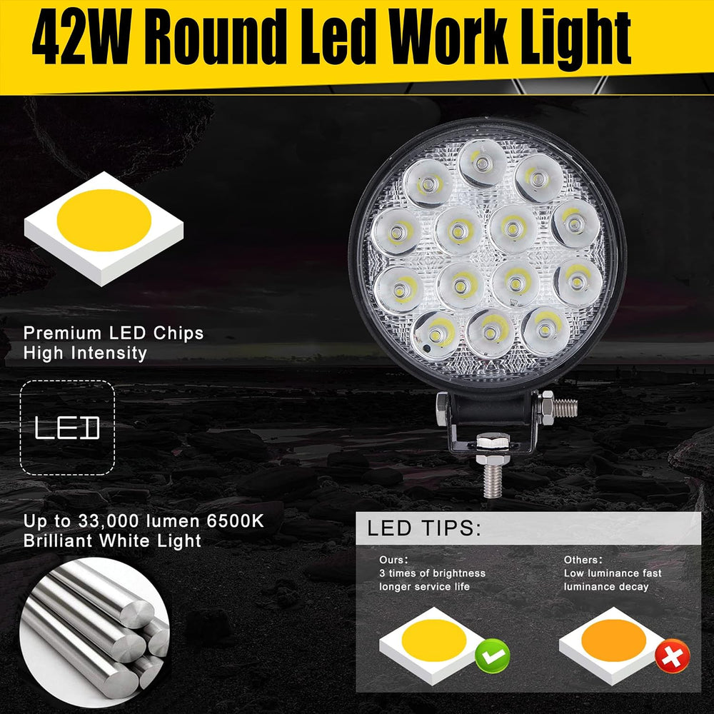 LED Work Lights for Truck,MUVKQC 20pcs 4.5Inch Round Light Pods,12/24V Spot F...