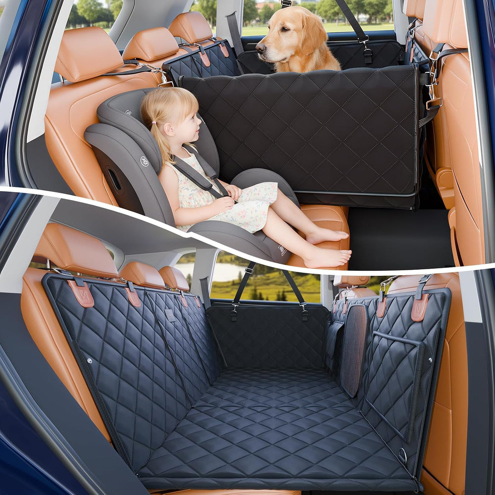Convertible Back Seat Extender for Dogs, Foldable 400lbs Hard Bottom Dog Car ...