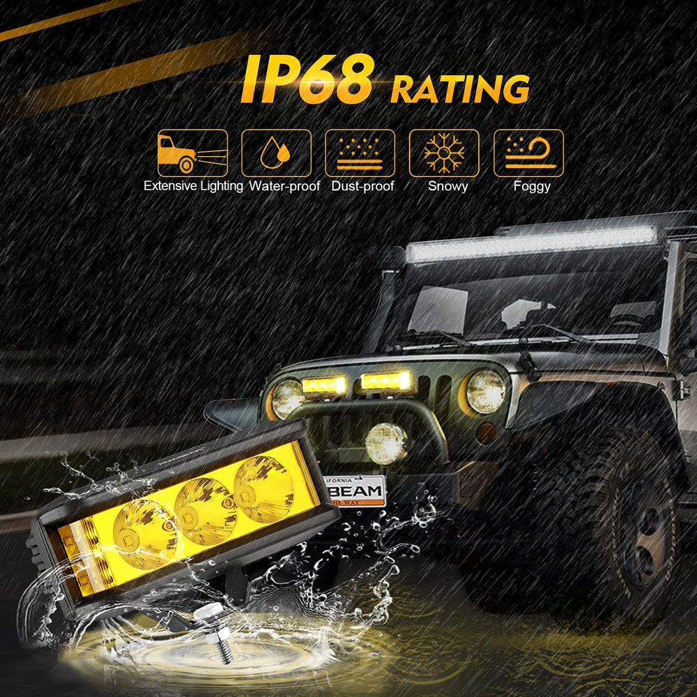 Auxbeam 5inch 68W Amber Fog Light Side Shooter Pod Lights Spot Flood Combo