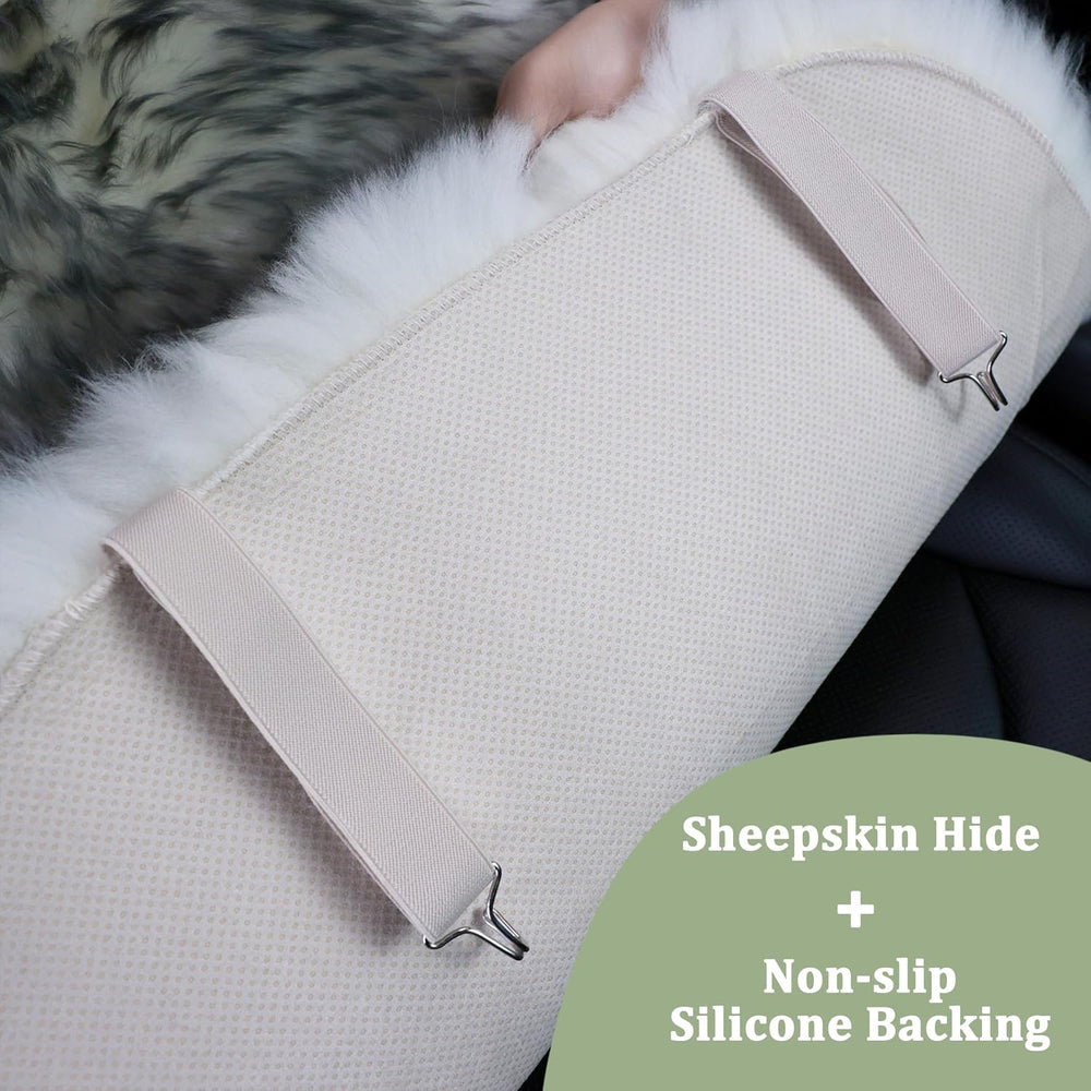 AOGELAN Fluffy Sheepskin Car Seat Cover Long Wool Front Seat Cover Pink