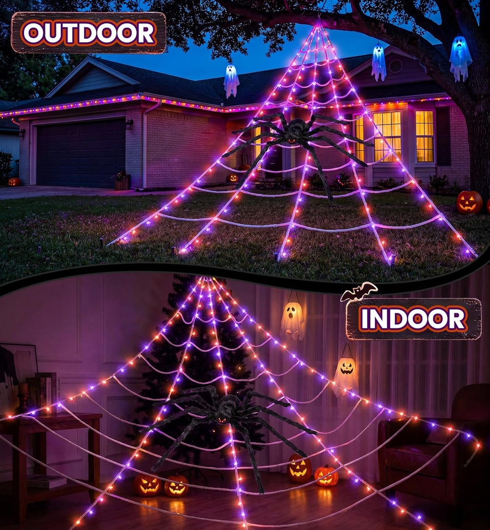 Upgrade Halloween Spider Web Decorations Outdoor + 59" Giant Spider Dรฉcor