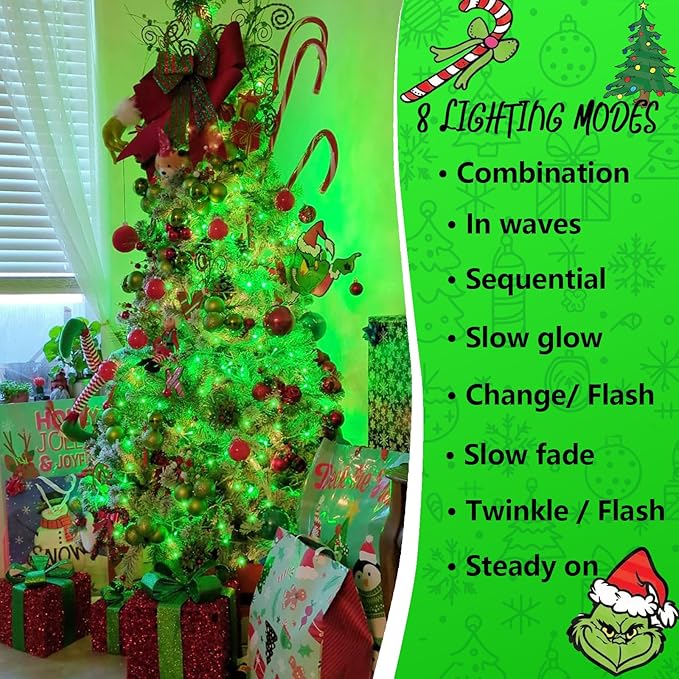 YEGUO 165ft 500 LED Halloween Lights Outdoor Waterproof, Green String Lights ...