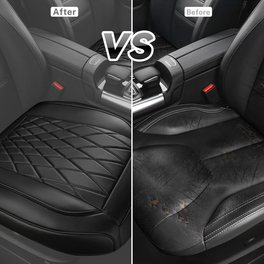 CAR PASS 2 Pack Leather Front Car Seat Covers, Bottom Seat Covers Full Wrappe...