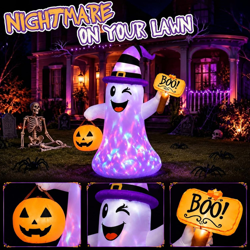 4.5 FT Halloween Inflatables Ghost with Pumpkin Boo, Halloween Decorations Ou...
