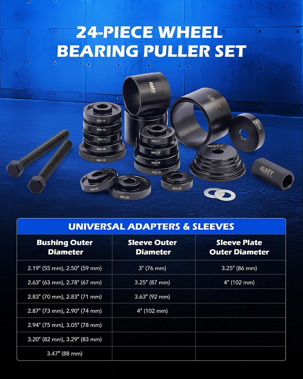 OMT Wheel Bearing Press Kit for Front Wheel Bearing Removal & Installation