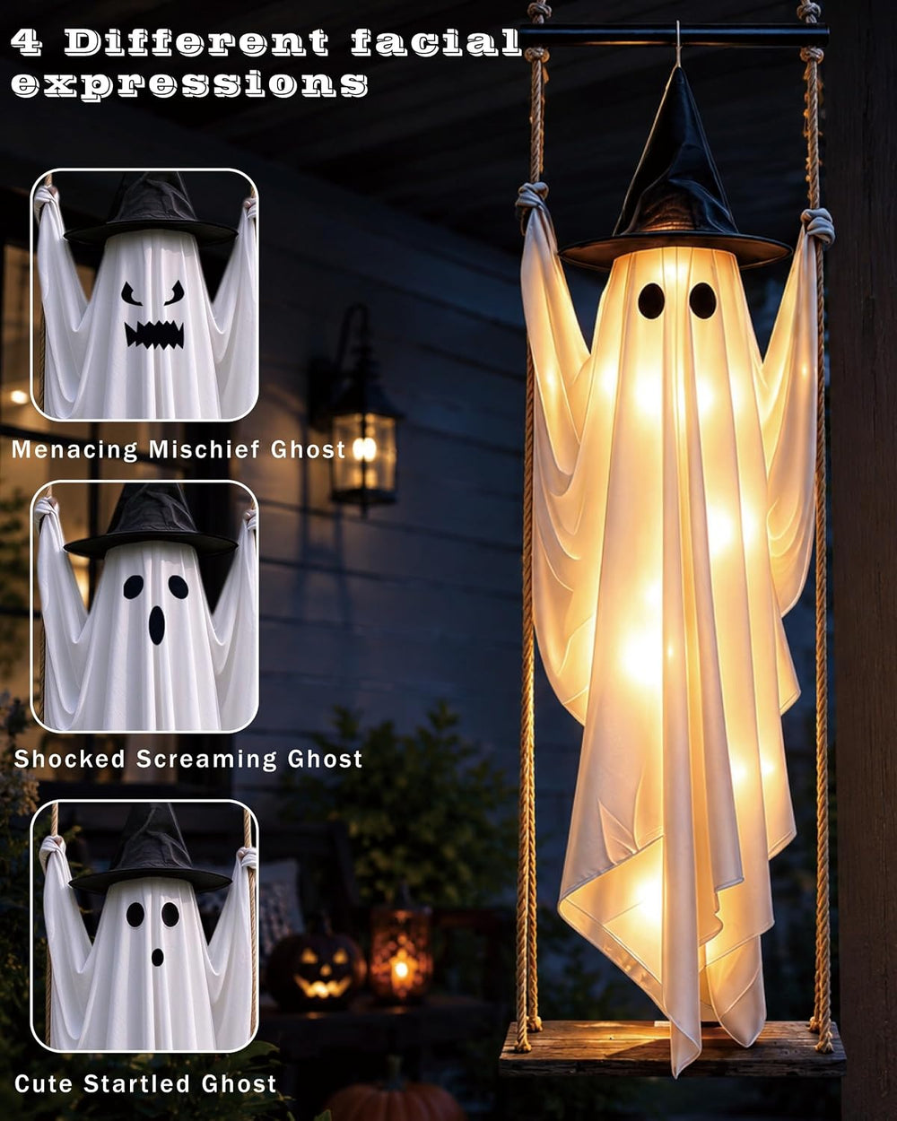 5.2FT Large Halloween Hanging Swing Ghost Decorations Outdoor Pre-Assembled
