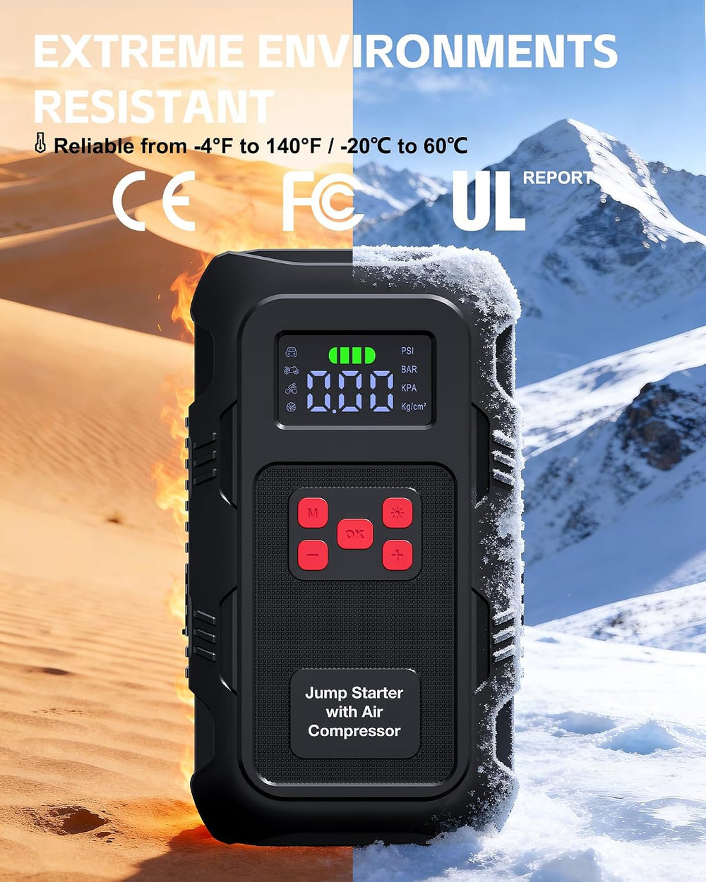 5000A Jump Starter with Air Compressor, Portable Car Battery Jump Starter wit...