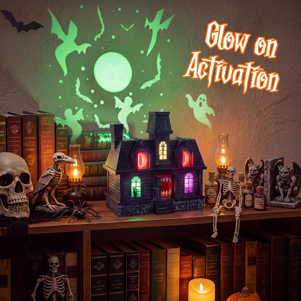 Halloween 14" Projection Haunted House, Animated Snapping, Colorful Lights