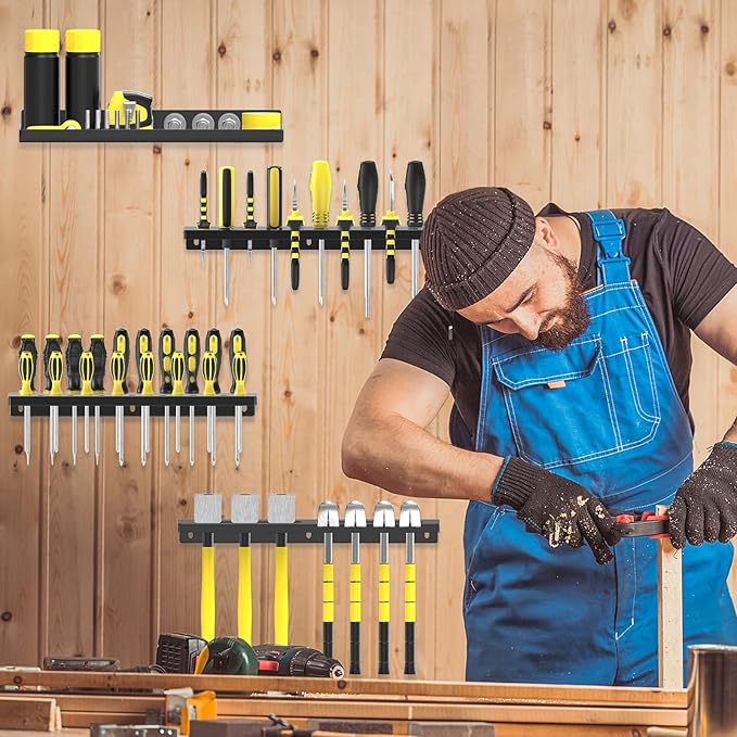Wall Mount Screwdriver Organizer, Pliers Holder, Hammer Rack, Metal Storage (...