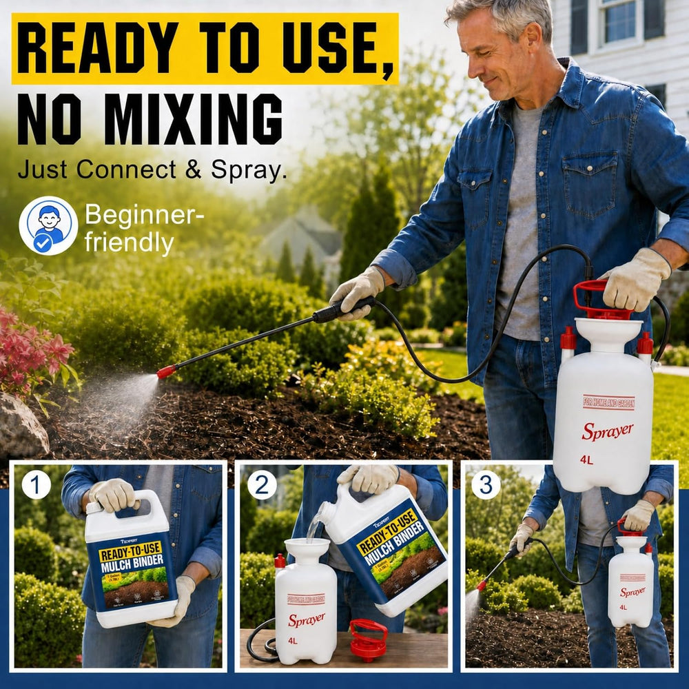 Teexpert Mulch Glue with 4L Pump Sprayer: 1 Gallon Ready-to-Use Mulch Binder ...