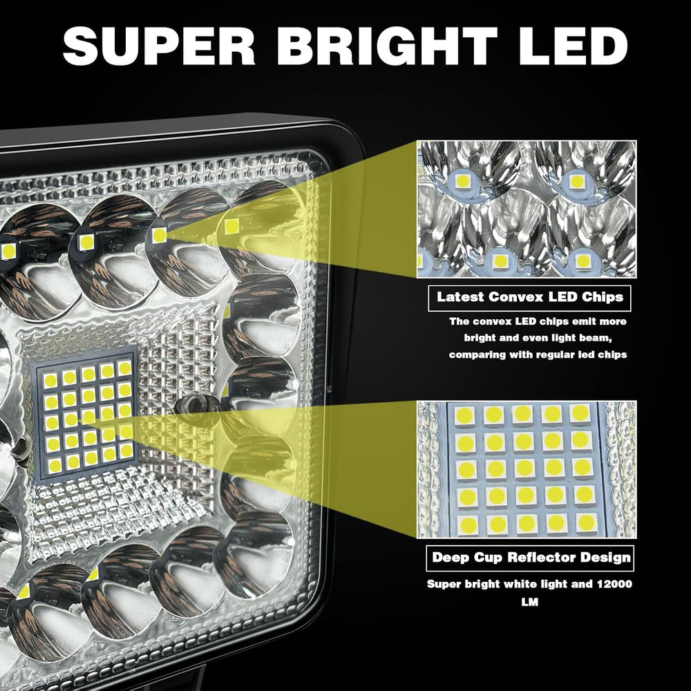 LED Tractor Work Lights,4 Inch LED Pods Lights 123W Square 12V 24V Spot Beam ...