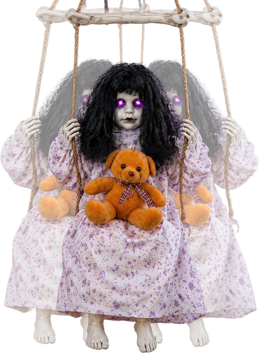 Hourleey Halloween Decorations Outdoor, Hanging Swinging Girl Doll Sound Acti...
