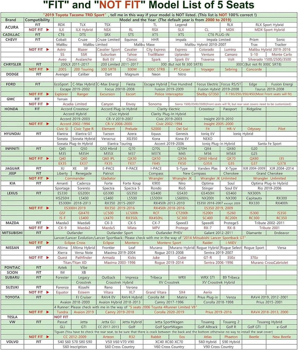 Black White Car Seat Covers Full Set Universal 5-Seater Full Wrap