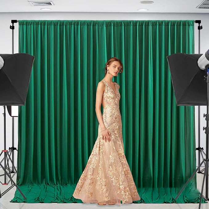 10 x 10 Feet Green Backdrop Curtain for Partie, Background Curtains for Photo...